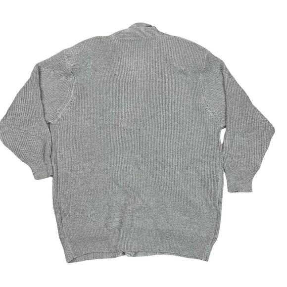 Vintage 80’s Metallic Silver Cardigan Sweater oversized Size M 1980's - Picture 4 of 9